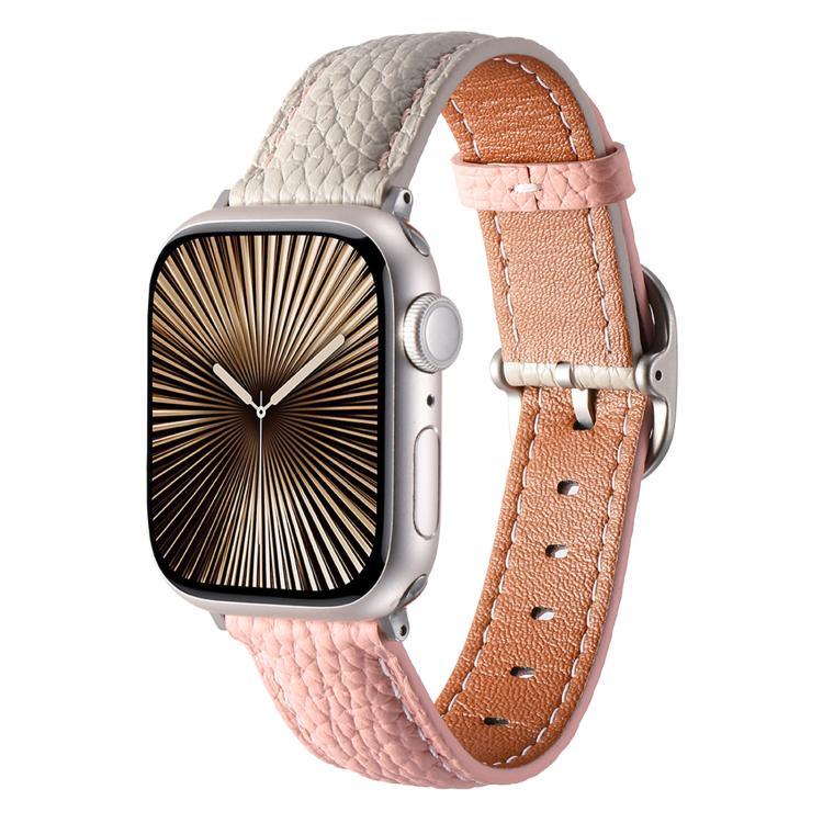 สายรัดนาฬิกาหนังแท้ลายลิทชี่หัวเข็มขัดสี่เหลี่ยม สำหรับ Apple Watch 46mm / 49mm / 45mm / 44mm, สำหรับ Apple Watch 42mm / 41mm / 40mm / 38mm