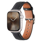 สายรัดนาฬิกาหนังแท้ลายลิทชี่หัวเข็มขัดสี่เหลี่ยม สำหรับ Apple Watch 46mm / 49mm / 45mm / 44mm, สำหรับ Apple Watch 42mm / 41mm / 40mm / 38mm