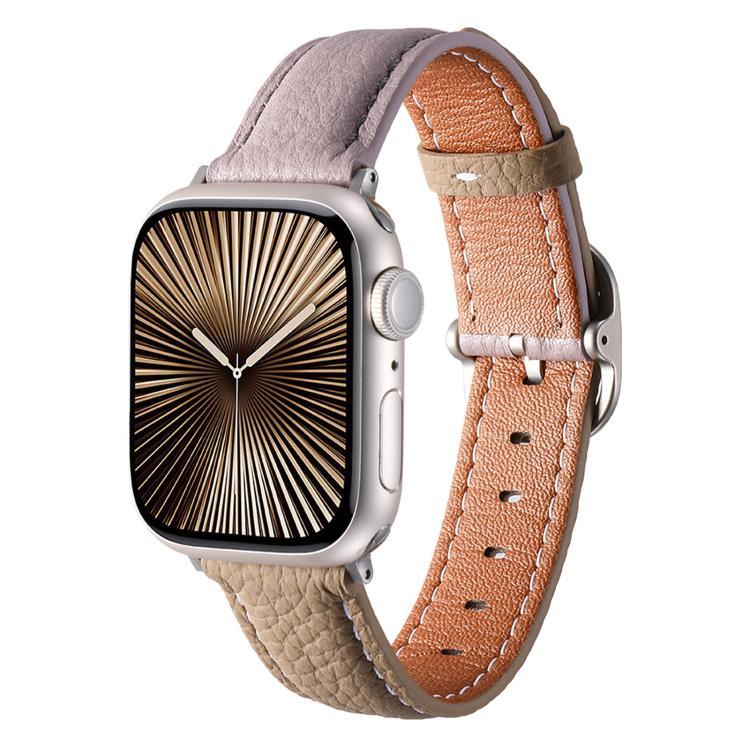 สายรัดนาฬิกาหนังแท้ลายลิทชี่หัวเข็มขัดสี่เหลี่ยม สำหรับ Apple Watch 46mm / 49mm / 45mm / 44mm, สำหรับ Apple Watch 42mm / 41mm / 40mm / 38mm