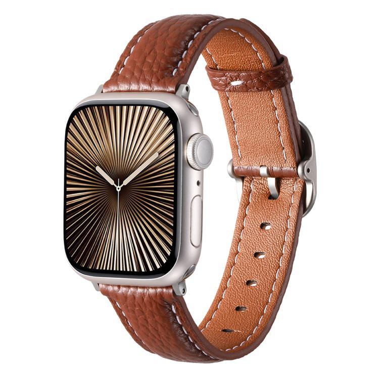สายรัดนาฬิกาหนังแท้ลายลิทชี่หัวเข็มขัดสี่เหลี่ยม สำหรับ Apple Watch 46mm / 49mm / 45mm / 44mm, สำหรับ Apple Watch 42mm / 41mm / 40mm / 38mm