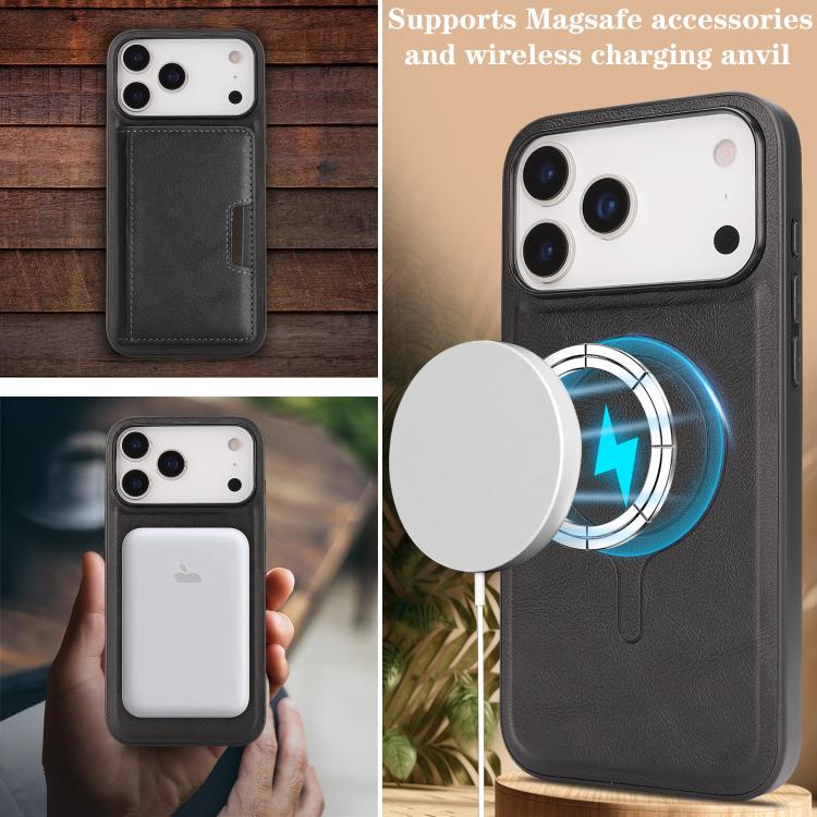 เคสโทรศัพท์หนัง Kalebol MagSafe แบบแม่เหล็กพร้อมกระเป๋าใส่บัตรสองพับ สำหรับ iPhone 17 Pro Max, สำหรับ iPhone 17 Pro, สำหรับ iPhone 17, สำหรับ iPhone Air