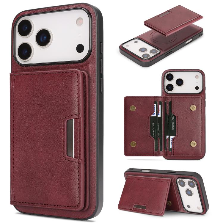 เคสโทรศัพท์หนัง Kalebol MagSafe แบบแม่เหล็กพร้อมกระเป๋าใส่บัตรสองพับ สำหรับ iPhone 17 Pro Max, สำหรับ iPhone 17 Pro, สำหรับ iPhone 17, สำหรับ iPhone Air