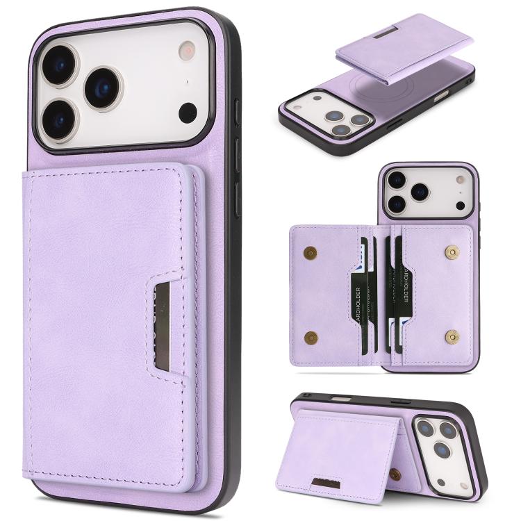 เคสโทรศัพท์หนัง Kalebol MagSafe แบบแม่เหล็กพร้อมกระเป๋าใส่บัตรสองพับ สำหรับ iPhone 17 Pro Max, สำหรับ iPhone 17 Pro, สำหรับ iPhone 17, สำหรับ iPhone Air