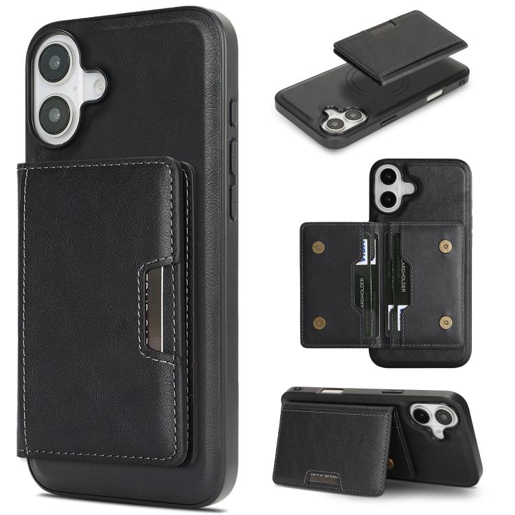 เคสโทรศัพท์หนัง Kalebol MagSafe แบบแม่เหล็กพร้อมกระเป๋าใส่บัตรสองพับ สำหรับ iPhone 17 Pro Max, สำหรับ iPhone 17 Pro, สำหรับ iPhone 17, สำหรับ iPhone Air