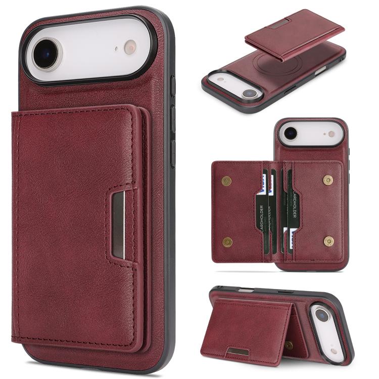 เคสโทรศัพท์หนัง Kalebol MagSafe แบบแม่เหล็กพร้อมกระเป๋าใส่บัตรสองพับ สำหรับ iPhone 17 Pro Max, สำหรับ iPhone 17 Pro, สำหรับ iPhone 17, สำหรับ iPhone Air