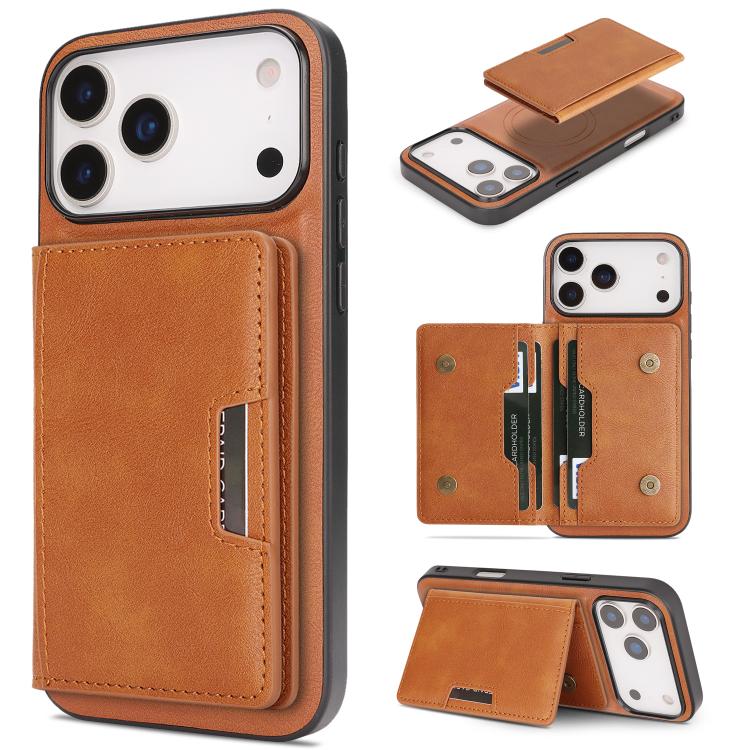 เคสโทรศัพท์หนัง Kalebol MagSafe แบบแม่เหล็กพร้อมกระเป๋าใส่บัตรสองพับ สำหรับ iPhone 17 Pro Max, สำหรับ iPhone 17 Pro, สำหรับ iPhone 17, สำหรับ iPhone Air