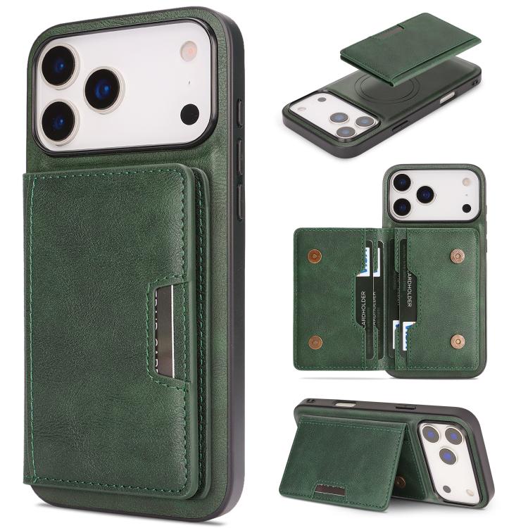 เคสโทรศัพท์หนัง Kalebol MagSafe แบบแม่เหล็กพร้อมกระเป๋าใส่บัตรสองพับ สำหรับ iPhone 17 Pro Max, สำหรับ iPhone 17 Pro, สำหรับ iPhone 17, สำหรับ iPhone Air