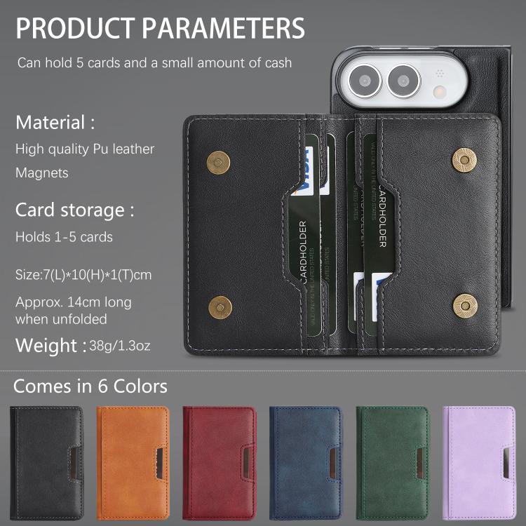 เคสโทรศัพท์หนัง Kalebol MagSafe แบบแม่เหล็กพร้อมกระเป๋าใส่บัตรสองพับ สำหรับ iPhone 17 Pro Max, สำหรับ iPhone 17 Pro, สำหรับ iPhone 17, สำหรับ iPhone Air
