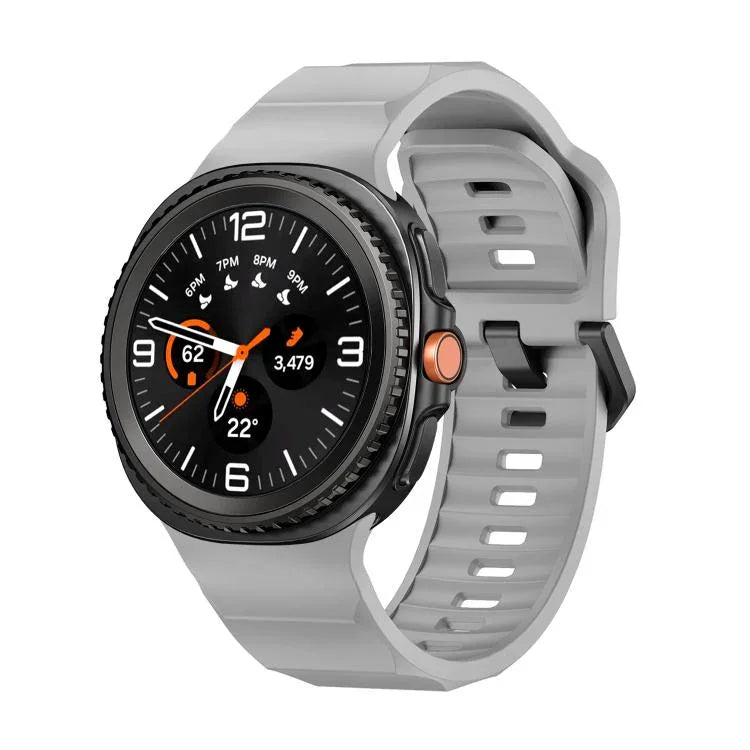 สายซิลิโคนหัวล็อกสีดำ Wave สำหรับ Samsung Galaxy Watch8 / Watch8 Classic