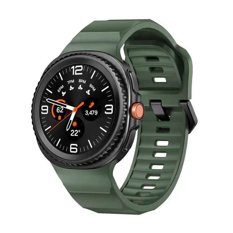 สายซิลิโคนหัวล็อกสีดำ Wave สำหรับ Samsung Galaxy Watch8 / Watch8 Classic