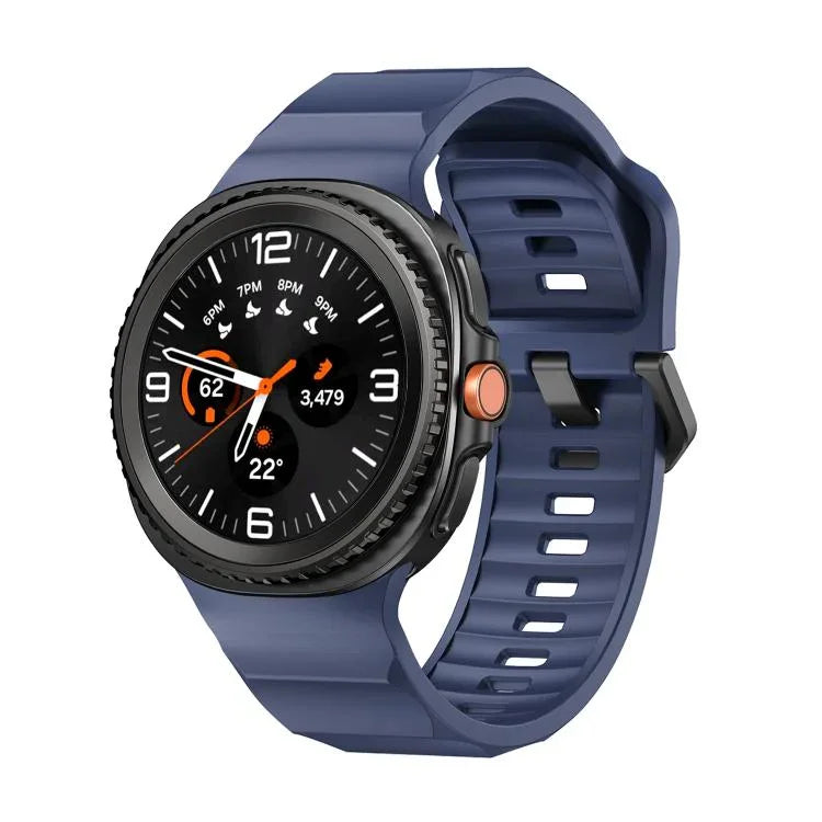สายซิลิโคนหัวล็อกสีดำ Wave สำหรับ Samsung Galaxy Watch8 / Watch8 Classic