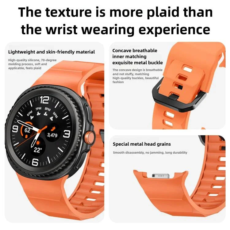 สายซิลิโคนหัวล็อกสีดำ Wave สำหรับ Samsung Galaxy Watch8 / Watch8 Classic