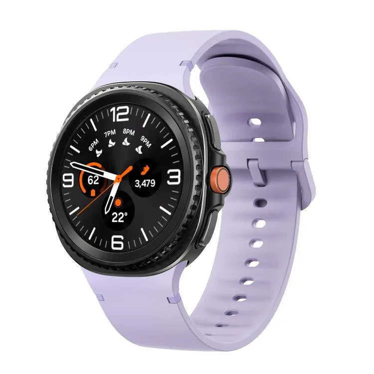 สายซิลิโคนเย็บขอบสีเรียบสำหรับ Samsung Galaxy Watch8 / Watch8 Classic ขนาด S, M