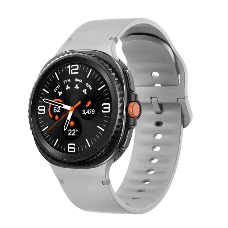 สายซิลิโคนเย็บขอบสีเรียบสำหรับ Samsung Galaxy Watch8 / Watch8 Classic ขนาด S, M