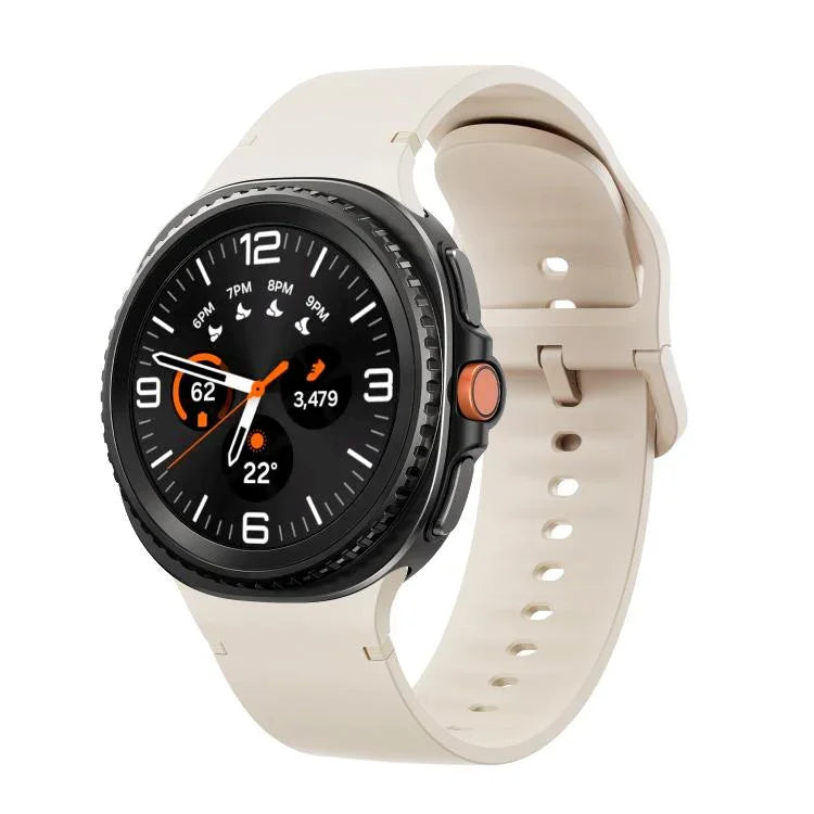 สายซิลิโคนเย็บขอบสีเรียบสำหรับ Samsung Galaxy Watch8 / Watch8 Classic ขนาด S, M