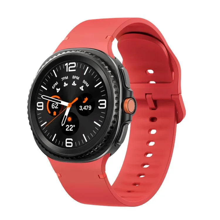สายซิลิโคนเย็บขอบสีเรียบสำหรับ Samsung Galaxy Watch8 / Watch8 Classic ขนาด S, M