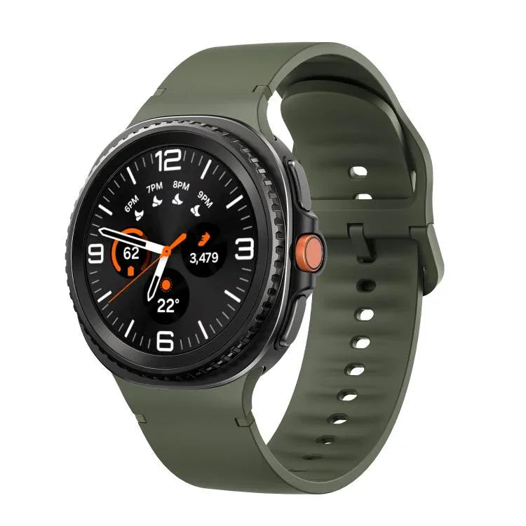 สายซิลิโคนเย็บขอบสีเรียบสำหรับ Samsung Galaxy Watch8 / Watch8 Classic ขนาด S, M