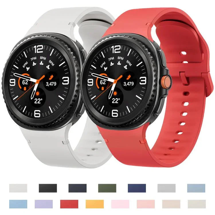 สายซิลิโคนเย็บขอบสีเรียบสำหรับ Samsung Galaxy Watch8 / Watch8 Classic ขนาด S, M