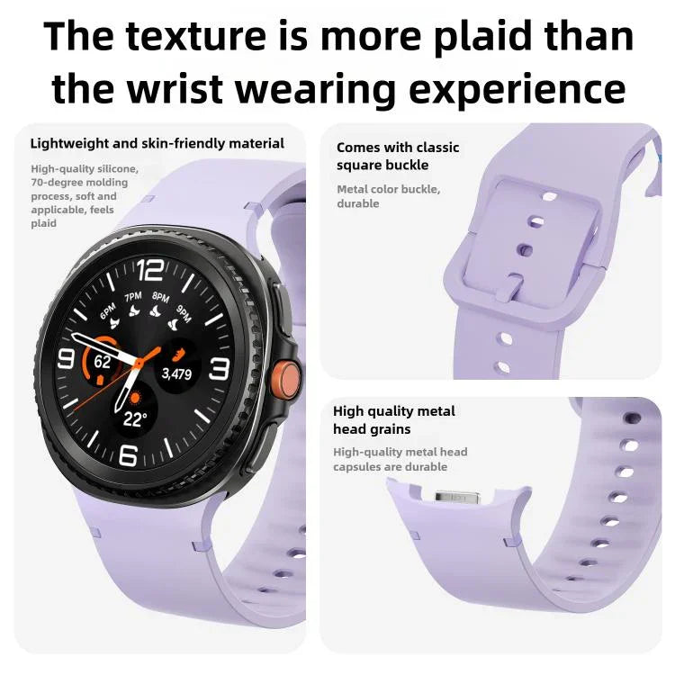 สายซิลิโคนเย็บขอบสีเรียบสำหรับ Samsung Galaxy Watch8 / Watch8 Classic ขนาด S, M