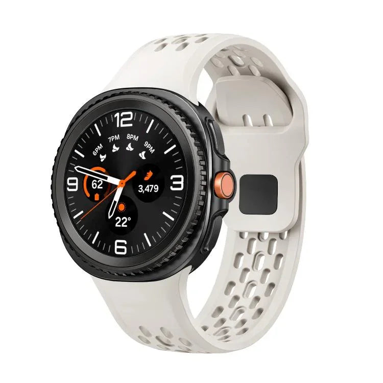 สายซิลิโคนหัวล็อกกลับสีดำแบบรูสำหรับ Samsung Galaxy Watch8 / Watch8 Classic