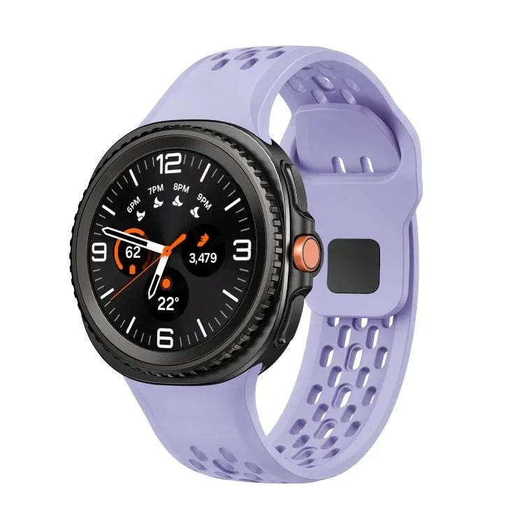 สายซิลิโคนหัวล็อกกลับสีดำแบบรูสำหรับ Samsung Galaxy Watch8 / Watch8 Classic
