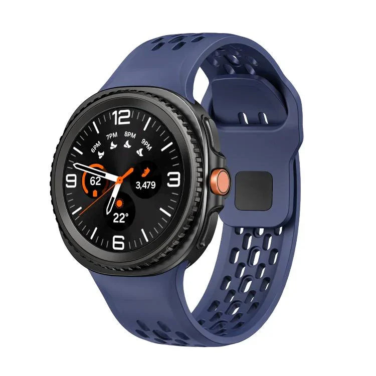 สายซิลิโคนหัวล็อกกลับสีดำแบบรูสำหรับ Samsung Galaxy Watch8 / Watch8 Classic