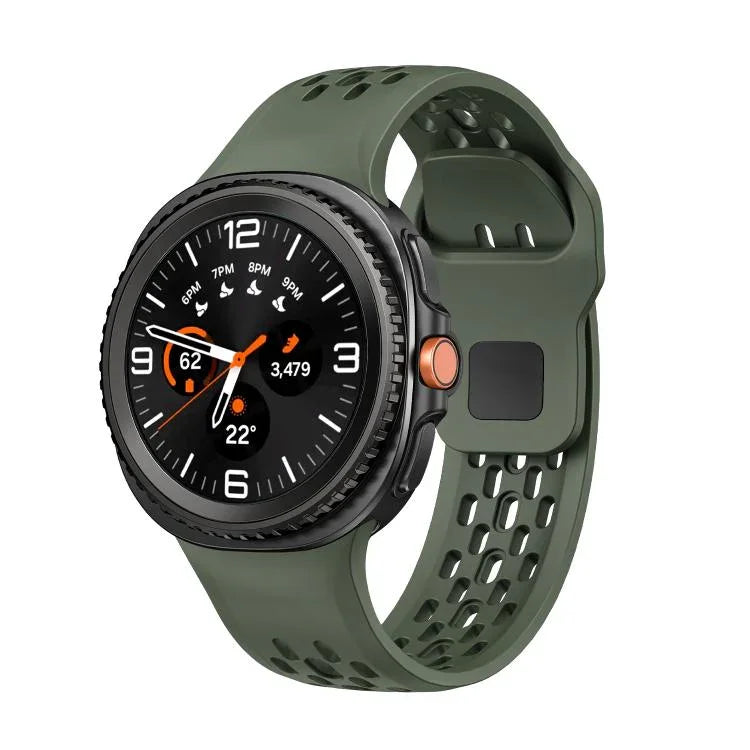 สายซิลิโคนหัวล็อกกลับสีดำแบบรูสำหรับ Samsung Galaxy Watch8 / Watch8 Classic