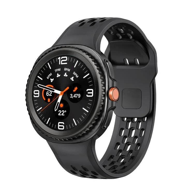 สายซิลิโคนหัวล็อกกลับสีดำแบบรูสำหรับ Samsung Galaxy Watch8 / Watch8 Classic