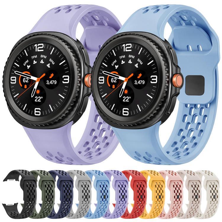 สายซิลิโคนหัวล็อกกลับสีดำแบบรูสำหรับ Samsung Galaxy Watch8 / Watch8 Classic