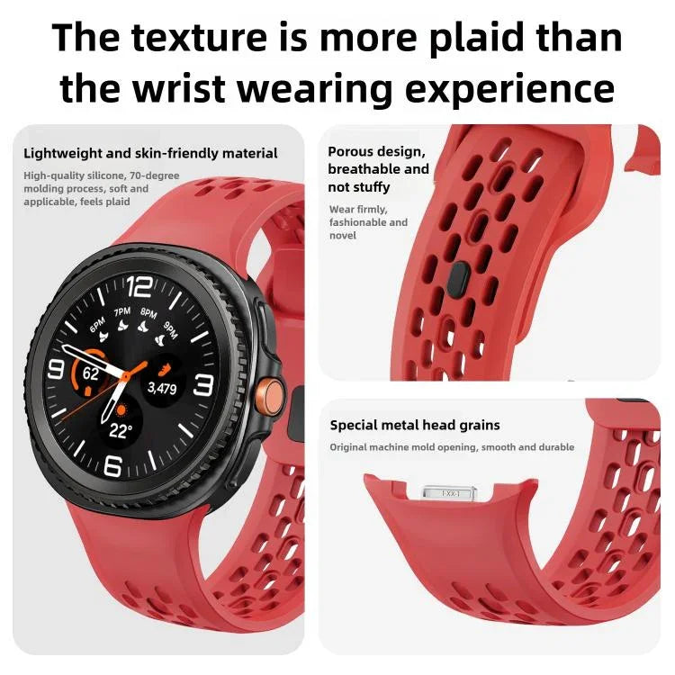 สายซิลิโคนหัวล็อกกลับสีดำแบบรูสำหรับ Samsung Galaxy Watch8 / Watch8 Classic