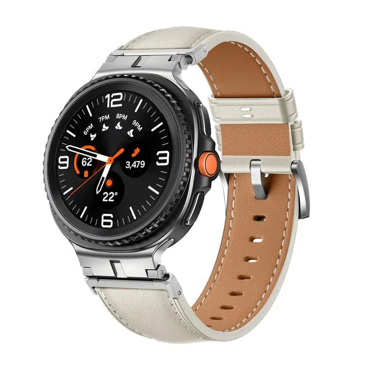 สายรัดนาฬิกาหนังแท้หัวเชื่อมต่อโลหะ สำหรับ Samsung Galaxy Watch8 / Watch8 Classic
