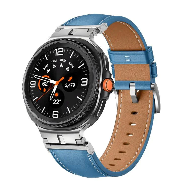 สายรัดนาฬิกาหนังแท้หัวเชื่อมต่อโลหะ สำหรับ Samsung Galaxy Watch8 / Watch8 Classic