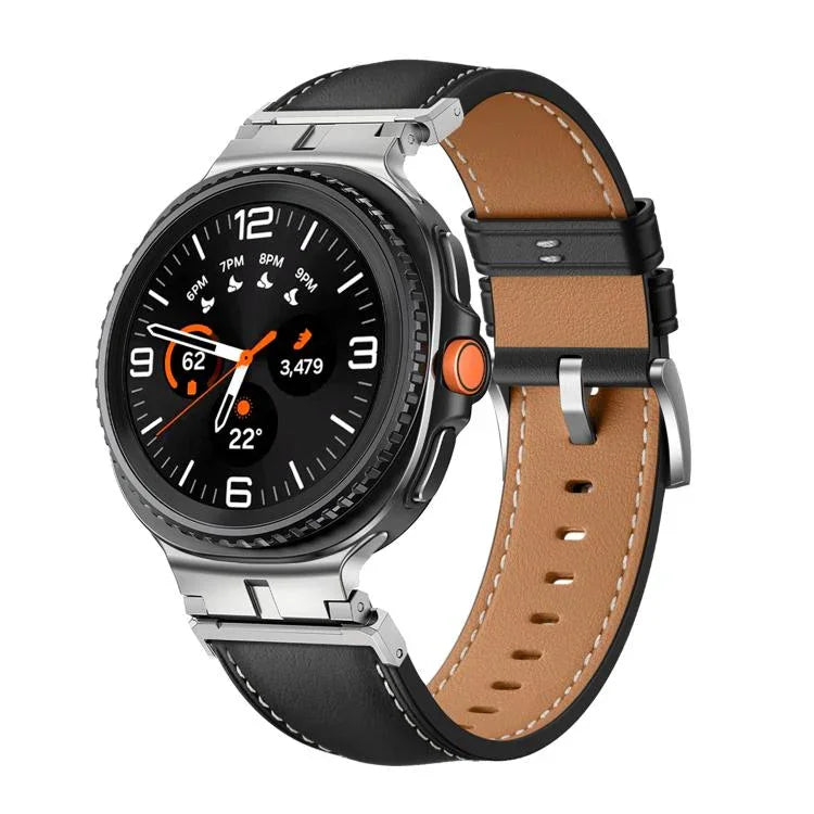 สายรัดนาฬิกาหนังแท้หัวเชื่อมต่อโลหะ สำหรับ Samsung Galaxy Watch8 / Watch8 Classic