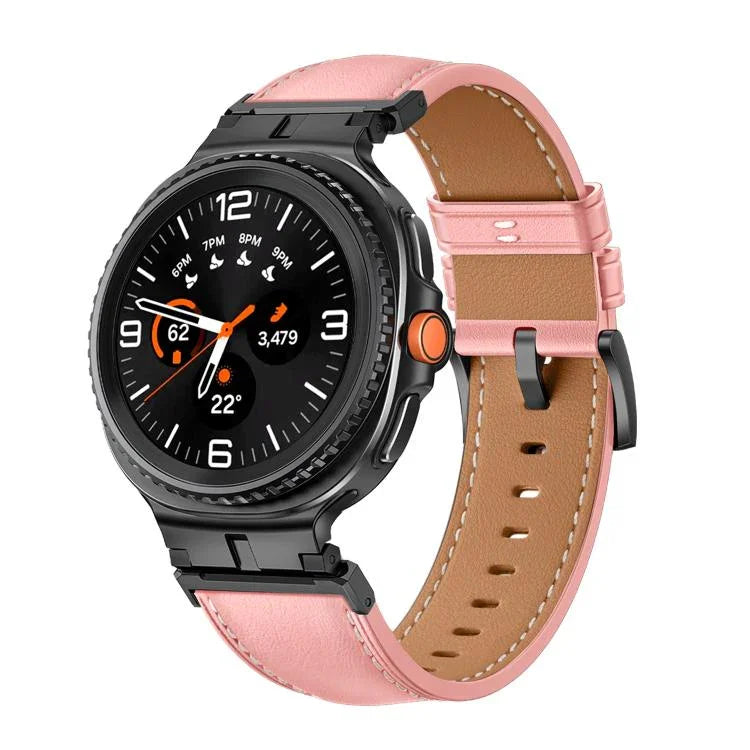 สายรัดนาฬิกาหนังแท้หัวเชื่อมต่อโลหะ สำหรับ Samsung Galaxy Watch8 / Watch8 Classic