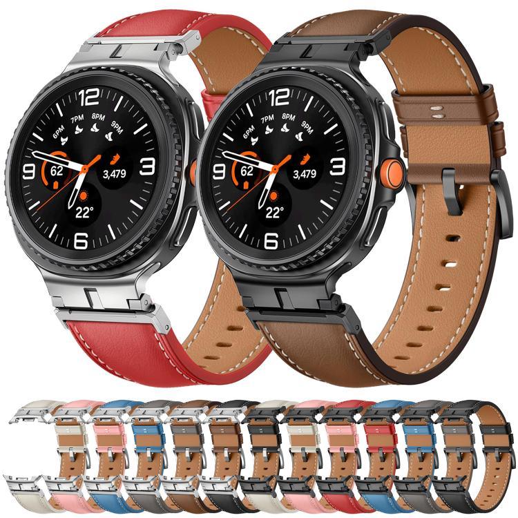 สายรัดนาฬิกาหนังแท้หัวเชื่อมต่อโลหะ สำหรับ Samsung Galaxy Watch8 / Watch8 Classic