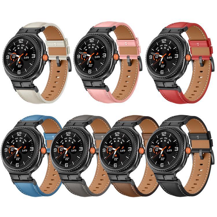 สายรัดนาฬิกาหนังแท้หัวเชื่อมต่อโลหะ สำหรับ Samsung Galaxy Watch8 / Watch8 Classic