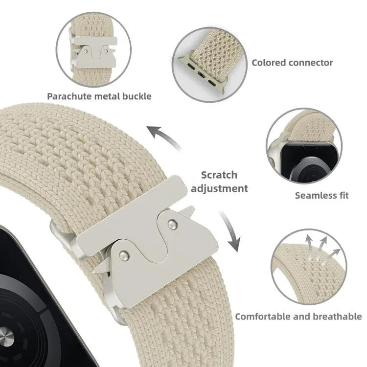 สายรัดนาฬิกาไนลอนถักพร้อมหัวเข็มขัดร่ม สำหรับ Apple Watch 46 มม. / 49 มม. / 45 มม. / 44 มม. สำหรับ Apple Watch 42 มม. / 41 มม. / 40 มม. / 38 มม.