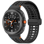 สายรัดนาฬิกาซิลิโคนเย็บระบายอากาศหัวเข็มขัดสีดำแม่เหล็ก สำหรับ Samsung Galaxy Watch8 / Watch8 Classic