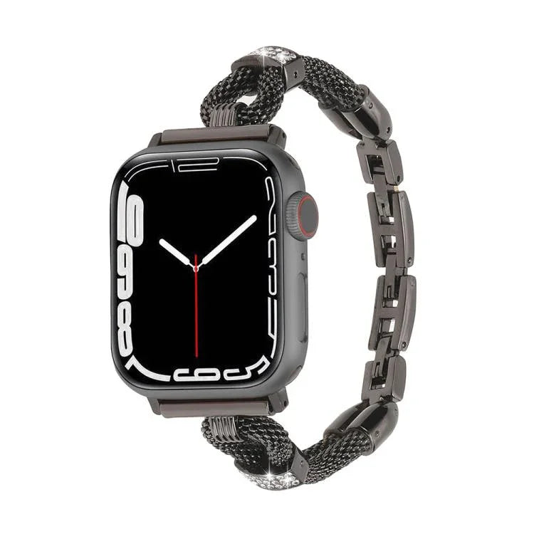 สายรัดนาฬิกาโลหะโซ่ทองแดงประดับเพชร สำหรับ Apple Watch 46 มม. / 49 มม. / 45 มม. / 44 มม. สำหรับ Apple Watch 42 มม. / 41 มม. / 40 มม. / 38 มม.