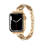สายรัดนาฬิกาโลหะโซ่ทองแดงประดับเพชร สำหรับ Apple Watch 46 มม. / 49 มม. / 45 มม. / 44 มม. สำหรับ Apple Watch 42 มม. / 41 มม. / 40 มม. / 38 มม.
