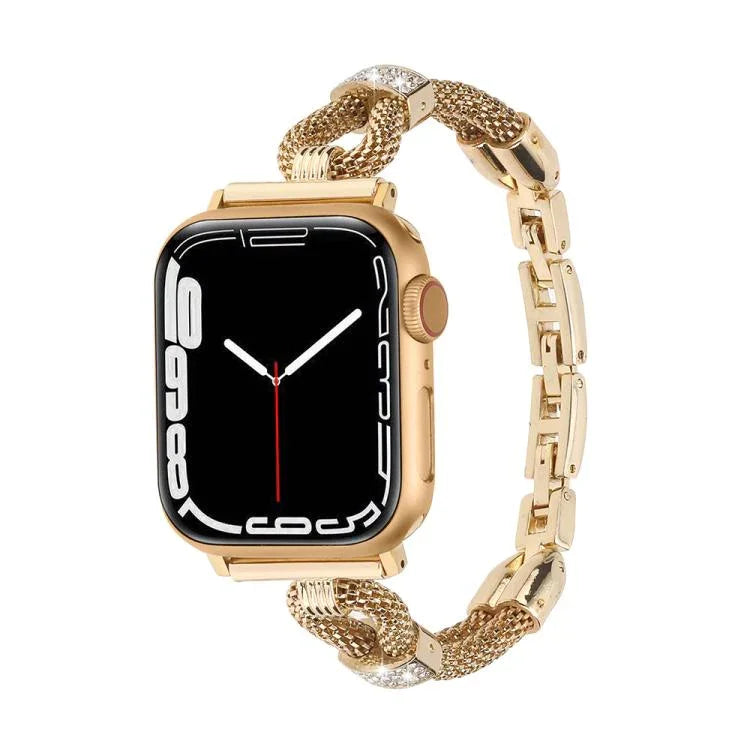 สายรัดนาฬิกาโลหะโซ่ทองแดงประดับเพชร สำหรับ Apple Watch 46 มม. / 49 มม. / 45 มม. / 44 มม. สำหรับ Apple Watch 42 มม. / 41 มม. / 40 มม. / 38 มม.