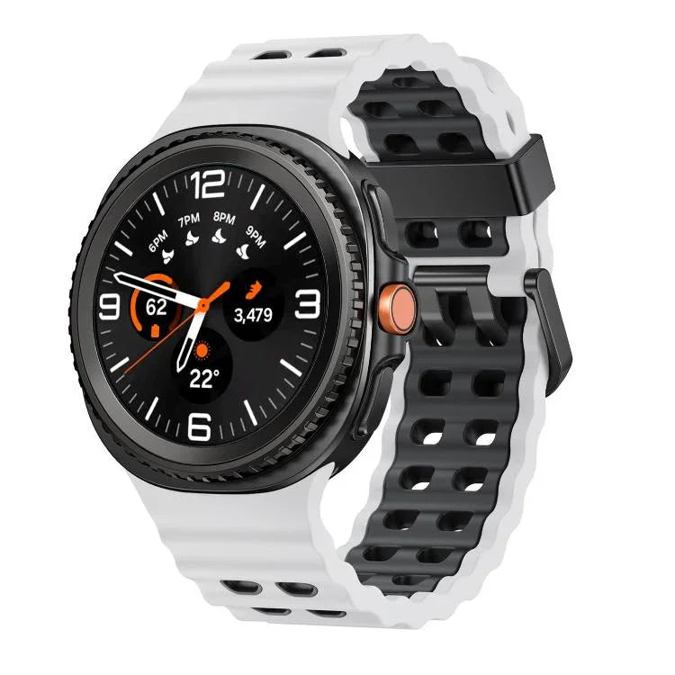 สายซิลิโคนสองสีสไตล์โอเชียน พร้อมหัวล็อกปลดเร็ว สำหรับ Samsung Galaxy Watch8 / Watch8 Classic