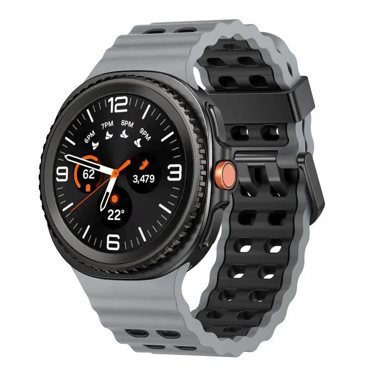 Ocean Style Quick Release Buckle Two Color Silicone Watch Band, For Samsung Galaxy Watch8 / Watch8 Classic