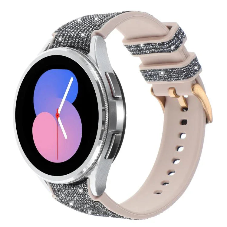 สายรัดนาฬิกาผสมหนังซิลิโคนกลิตเตอร์ สำหรับ Samsung Galaxy Watch 7 40 / 44มม.