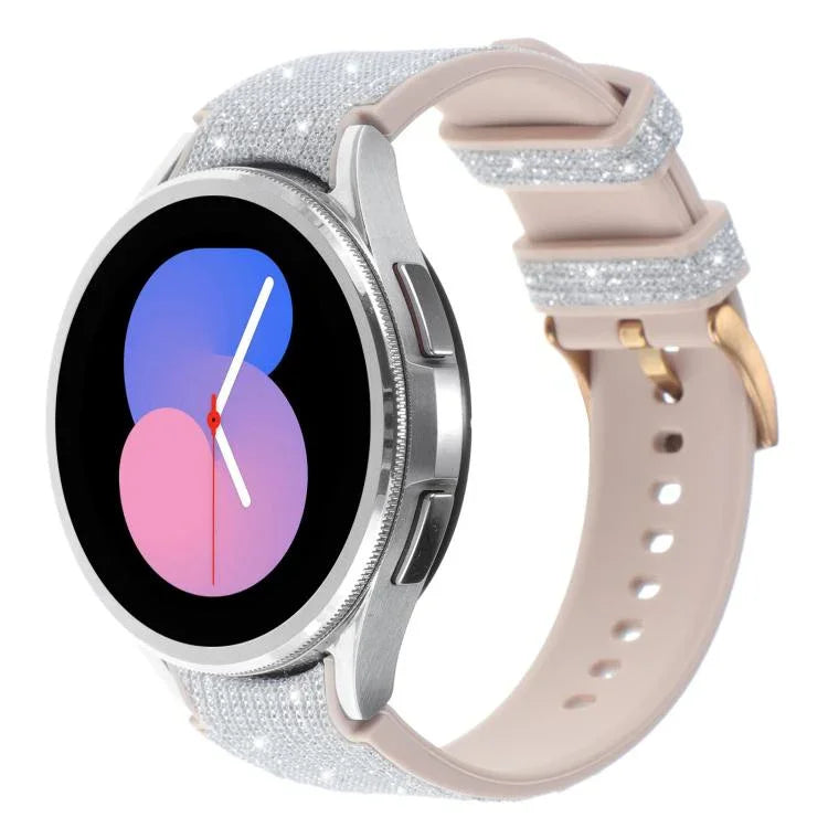 สายรัดนาฬิกาผสมหนังซิลิโคนกลิตเตอร์ สำหรับ Samsung Galaxy Watch 7 40 / 44มม.