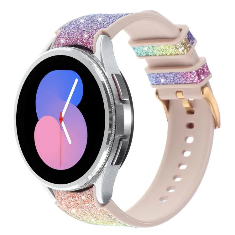สายรัดนาฬิกาผสมหนังซิลิโคนกลิตเตอร์ สำหรับ Samsung Galaxy Watch 7 40 / 44มม.
