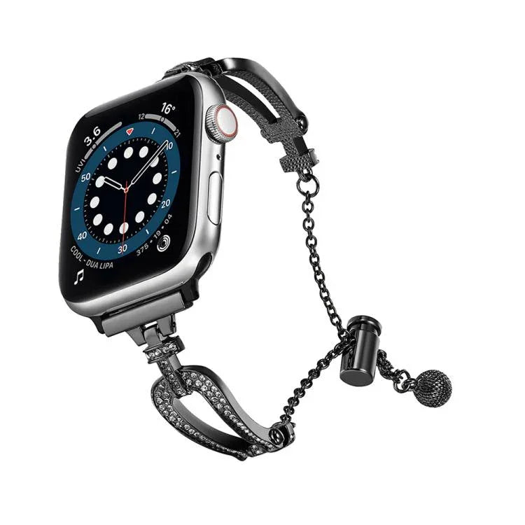 สายรัดนาฬิกาโลหะผสมสังกะสีแบบกำไลเพชรรูปตัวยู สำหรับ Apple Watch 46mm / 49mm / 45mm / 44mm, สำหรับ Apple Watch 42mm / 41mm / 40mm / 38mm