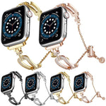 สายรัดนาฬิกาโลหะผสมสังกะสีแบบกำไลเพชรรูปตัวยู สำหรับ Apple Watch 46mm / 49mm / 45mm / 44mm, สำหรับ Apple Watch 42mm / 41mm / 40mm / 38mm