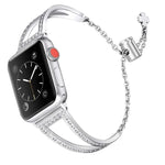 สายรัดนาฬิกาโลหะผสมสังกะสีลายเพชรรูปตัววี สำหรับ Apple Watch 46mm / 49mm / 45mm / 44mm, สำหรับ Apple Watch 42mm / 41mm / 40mm / 38mm