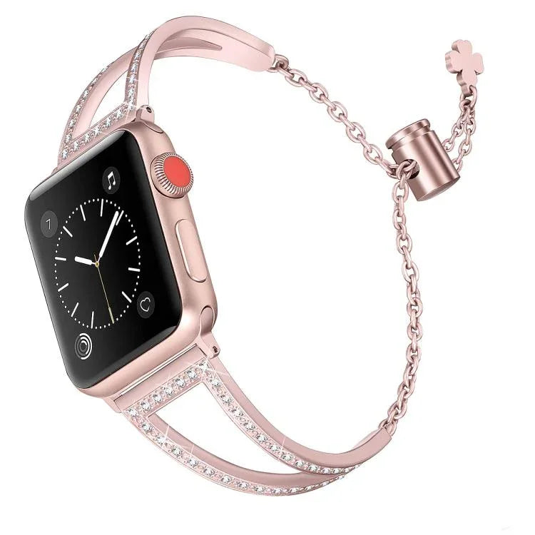 สายรัดนาฬิกาโลหะผสมสังกะสีลายเพชรรูปตัววี สำหรับ Apple Watch 46mm / 49mm / 45mm / 44mm, สำหรับ Apple Watch 42mm / 41mm / 40mm / 38mm
